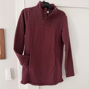 Burgundy Quilted High Neck Sweatshirt